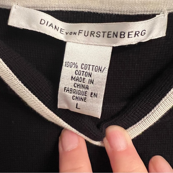 Vintage 90’s Y2K Diane Von Furstenberg Black White Knit Bodycon Dress Large NWT - Picture 3 of 6